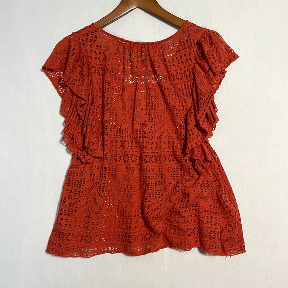 FP Beach Free People Ivory Eyelet V-Neck Top - Size S - Picture 3 of 7